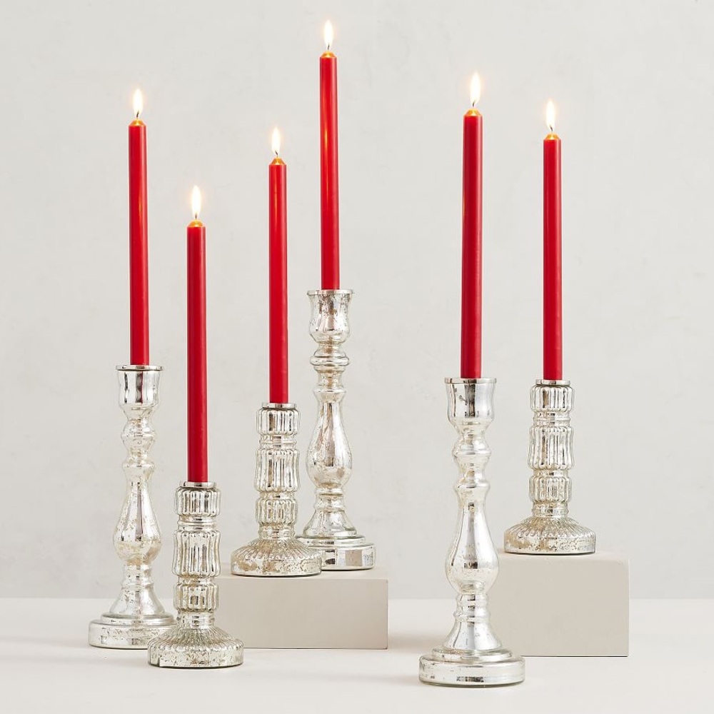 NWT 6 PC Floral Winterberry Red Taper Candles